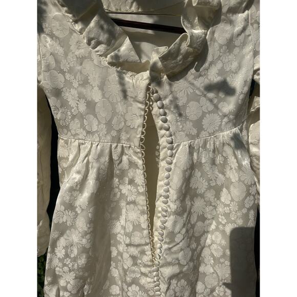 1960’s Wedding Dress Classy Flower Print Train Button Up Vintage Size Small - Picture 10 of 16